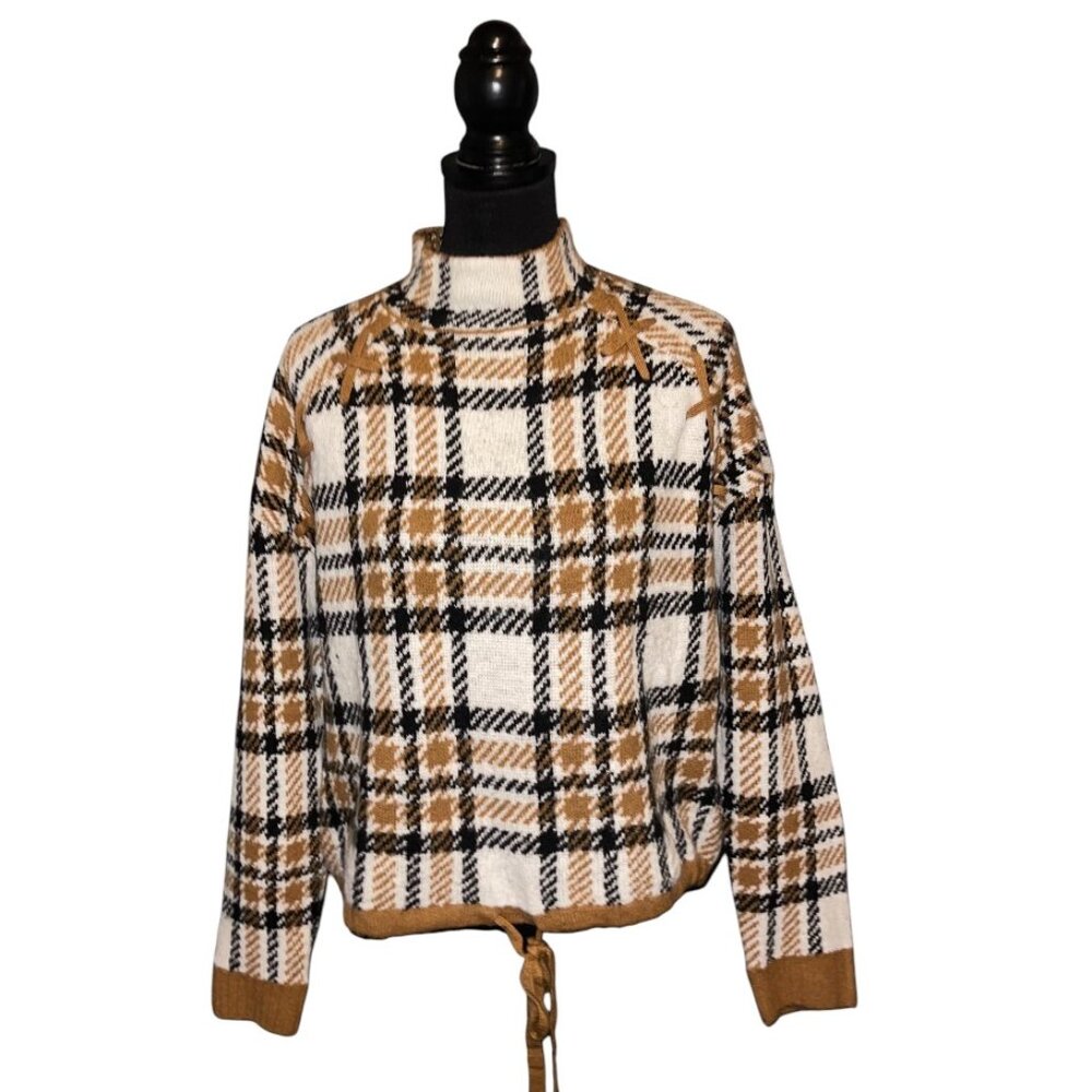 PLAID MOCK SWEATER